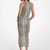 Snake Print Stretch Jersey Ruched Midi Dress Snake Print Stretch Jersey Ruched Midi Dress
