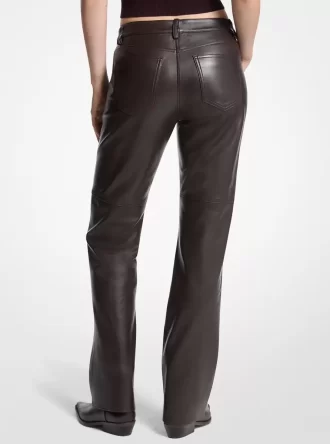 Straight-Leg Leather Pants
