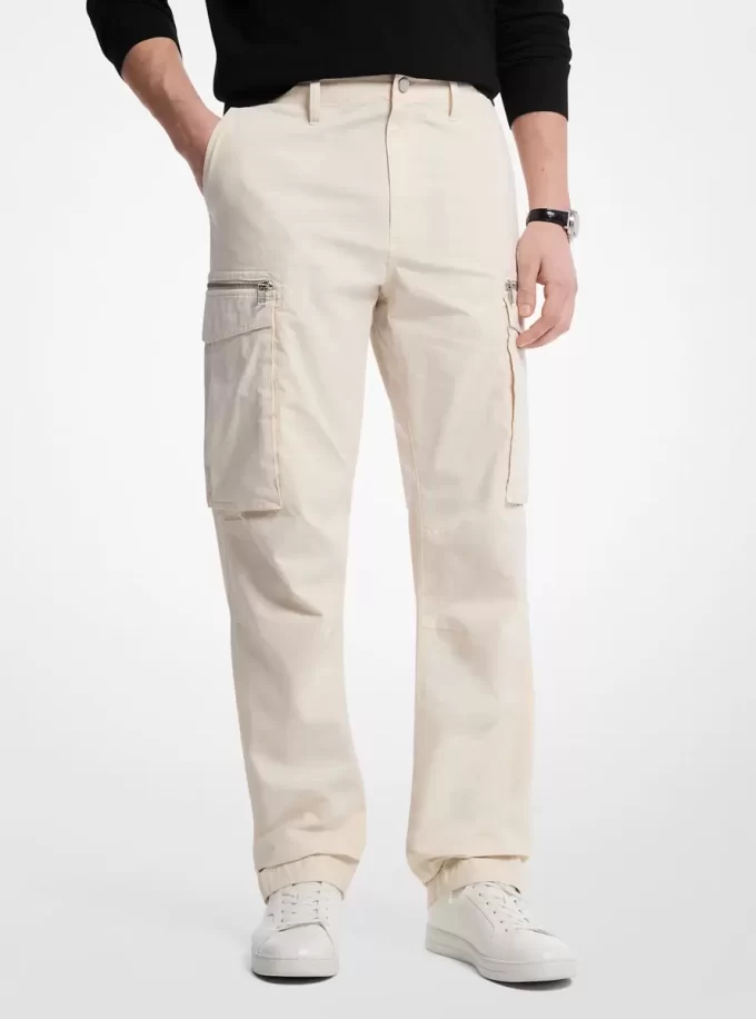 Stretch Cotton Poplin Cargo Pants
