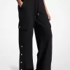 Stretch Crepe Wide-Leg Cargo Pants