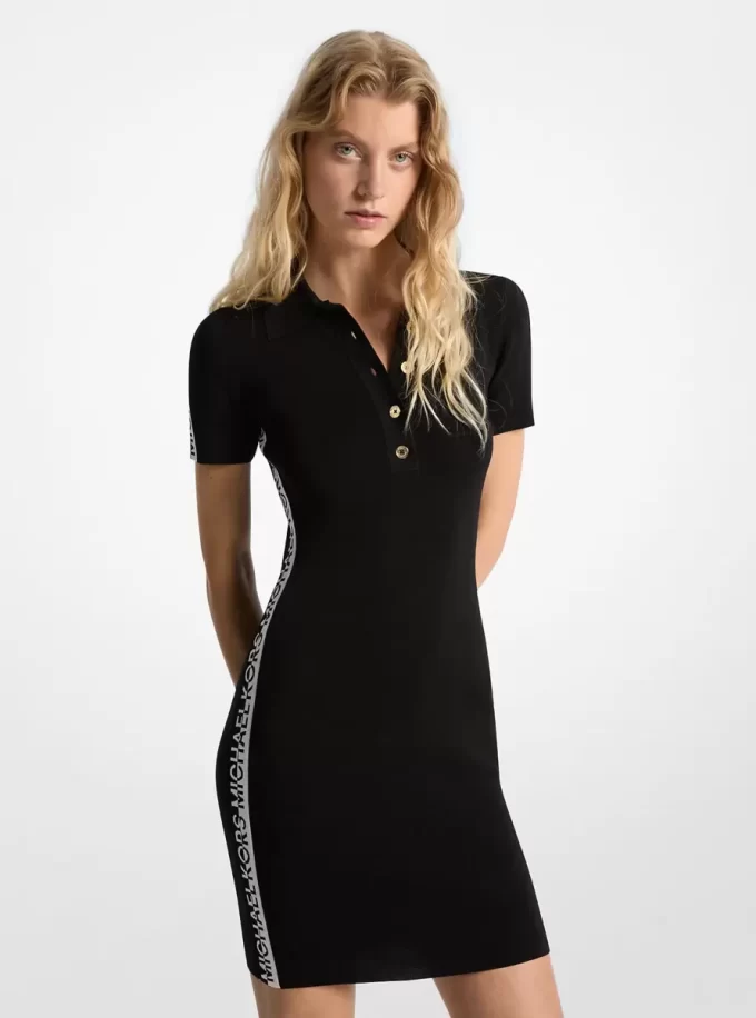 Stretch Knit Logo Tape Polo Dress Stretch Knit Logo Tape Polo Dress