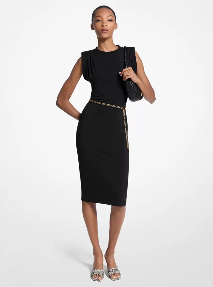 Stretch Matte Jersey Belted Dress Stretch Matte Jersey Belted Dress