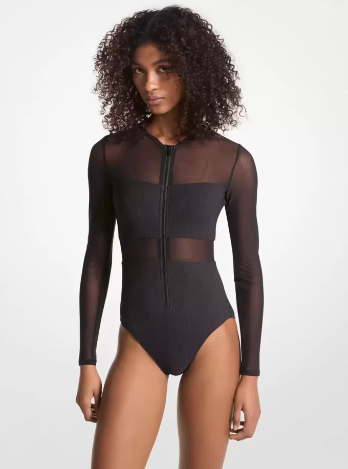 Stretch Nylon Zip-Up Swimsuit Stretch Nylon Zip-Up Swimsuit
