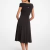 Stretch Viscose Off-The-Shoulder Midi Dress