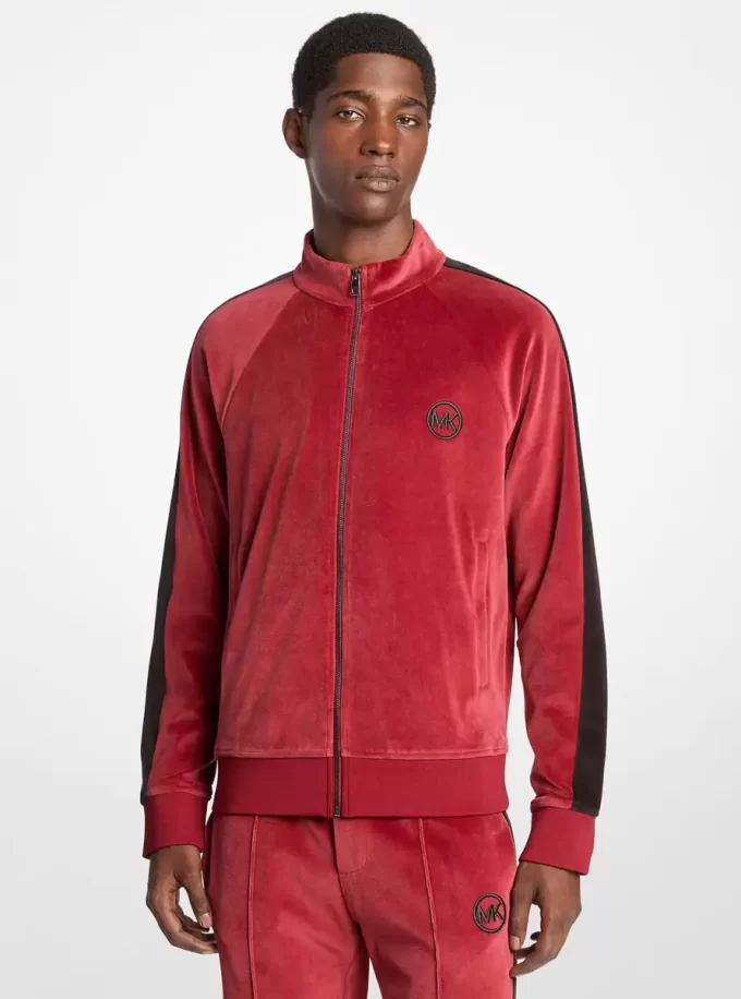 Stripe Velour Zip-Up Jacket