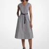 Striped Cotton Poplin Belted Midi Dress Striped Cotton Poplin Belted Midi Dress
