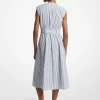 Striped Cotton Poplin Belted Midi Dress Striped Cotton Poplin Belted Midi Dress