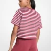 Striped Logo Cotton Cropped T-Shirt