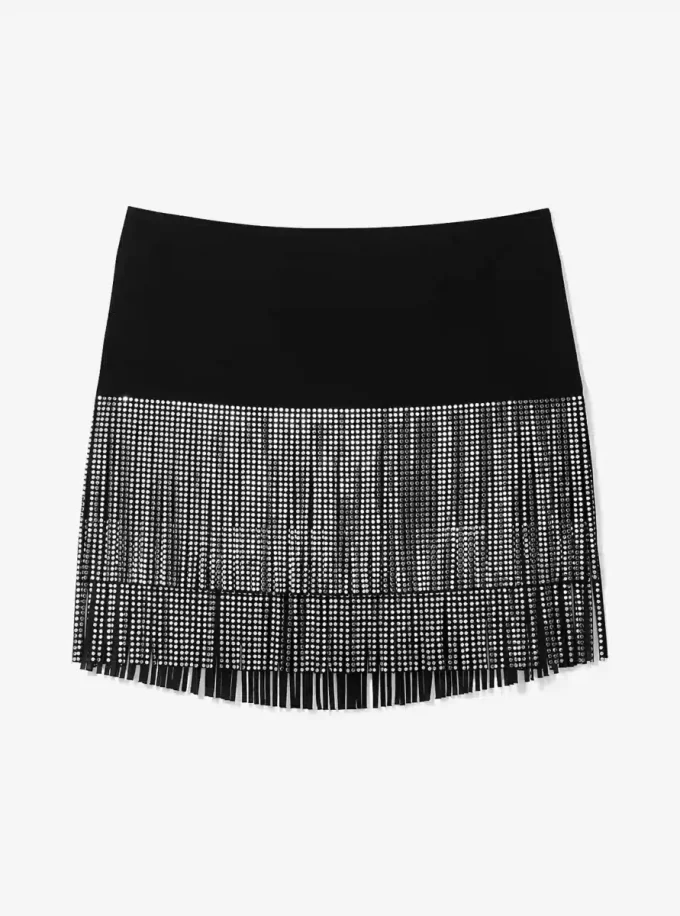 Studded Fringe Mini Skirt