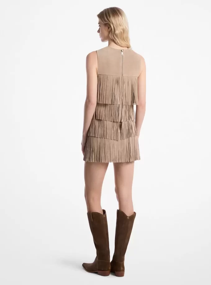 Suede Fringed Mini Dress Suede Fringed Mini Dress