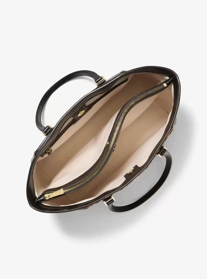 Taryn Large Leopard Print Calf Hair Tote Bag Taryn Large Leopard Print Calf Hair Tote Bag