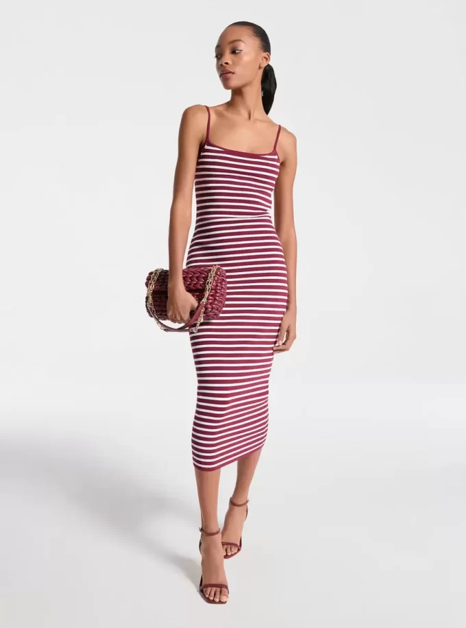 Striped Stretch Viscose Blend Midi Dress Striped Stretch Viscose Blend Midi Dress