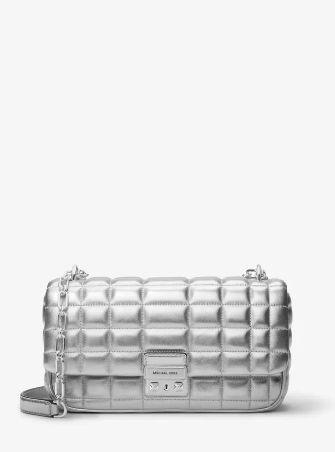 Tribeca Large Metallic Quilted Leather Shoulder Bag Tribeca Large Metallic Quilted Leather Shoulder Bag