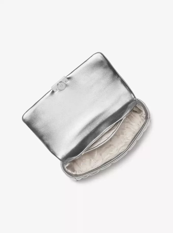 Tribeca Large Metallic Quilted Leather Shoulder Bag Tribeca Large Metallic Quilted Leather Shoulder Bag