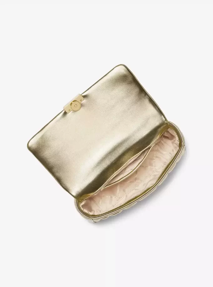 Tribeca Large Metallic Quilted Leather Shoulder Bag Tribeca Large Metallic Quilted Leather Shoulder Bag