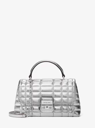 Tribeca Medium Quilted Metallic Leather Satchel