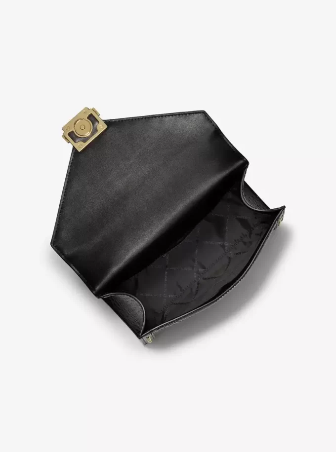 Whitney Leopard Print Calf Hair and Signature Logo Shoulder Bag