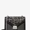 Whitney Medium Signature Logo and Leopard Print Calf Hair Shoulder Bag