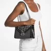 Whitney Medium Signature Logo and Leopard Print Calf Hair Shoulder Bag