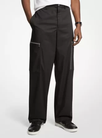 Wide-Leg Woven Zip Cargo Pant