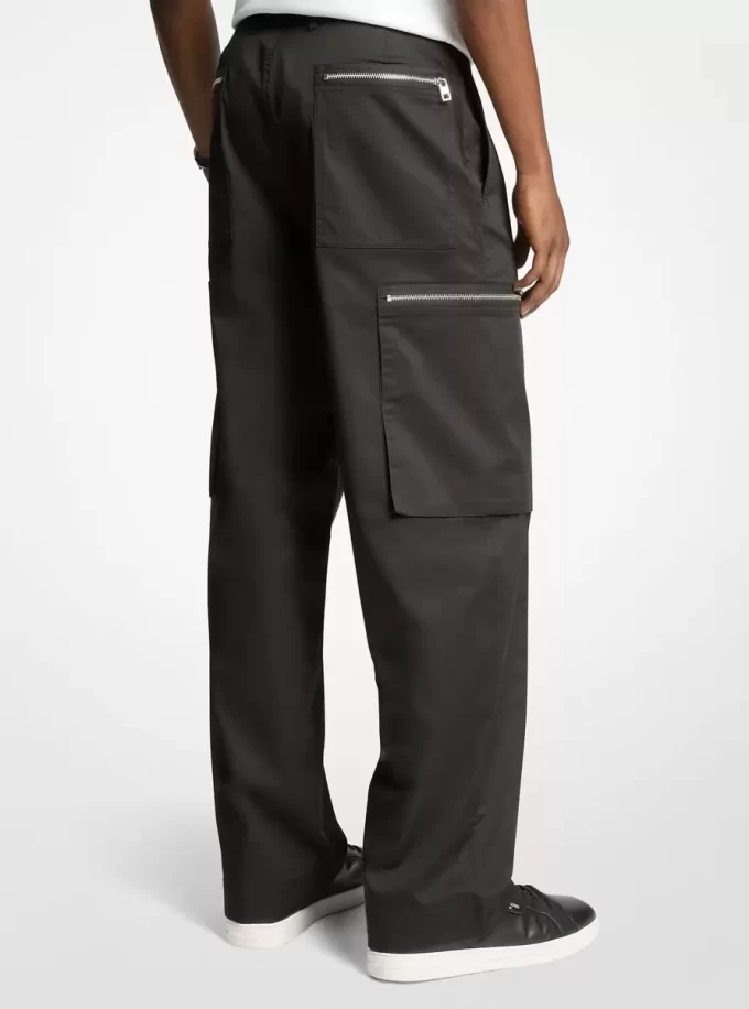 Wide-Leg Woven Zip Cargo Pant