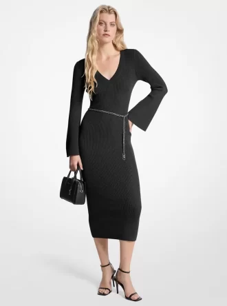 Wool Blend Belted Midi Dress Wool Blend Belted Midi Dress