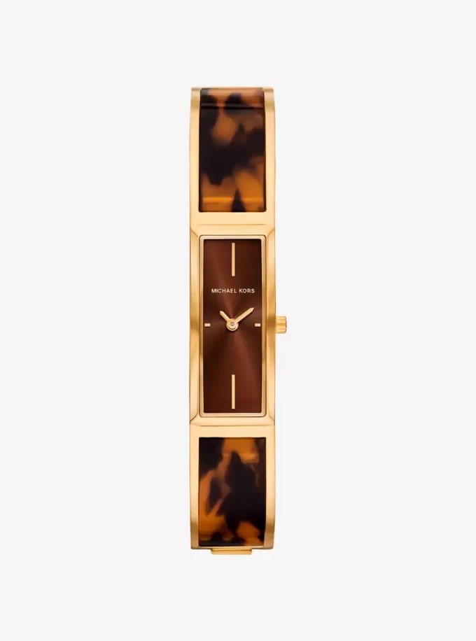 Yazmeen Gold-Tone and Tortoiseshell Acetate Bangle Watch Yazmeen Gold-Tone and Tortoiseshell Acetate Bangle Watch